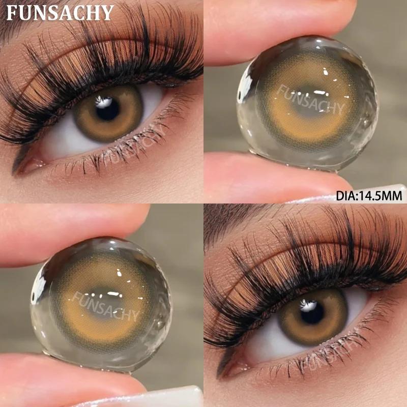 FUNSACHY 0~-8.00 Degree Color Contact Lenses for Eyes 2pcs Natural Black Brown Prescription Lens Myopia Eye Makeup Contacts Lens