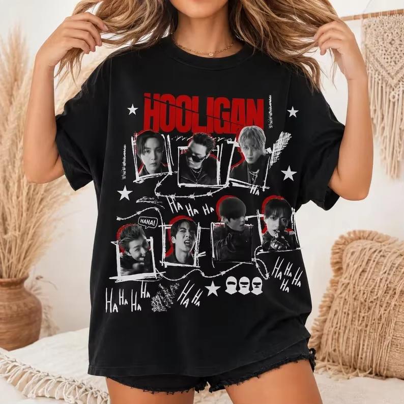2026 BTS KPop ARMY Fan Gif T-shirt Y2K Men Women Gothic Cotton Oversized T-shirt Slim Breathable and Comfortable Clothes