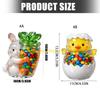 F26C Decorative Rabbit Chick Eggs Glass Clear Candy Jar With Lid For Easter Treats Cookie Chocolate And Dry Food Organization