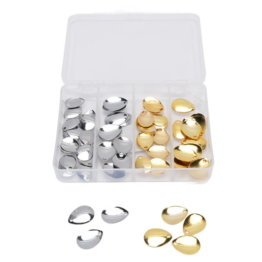 80Pcs Fishing Rotating Blades Stainless Steel Fishing Spoon Rigs for Saltwater and Freshwater Gold Silver