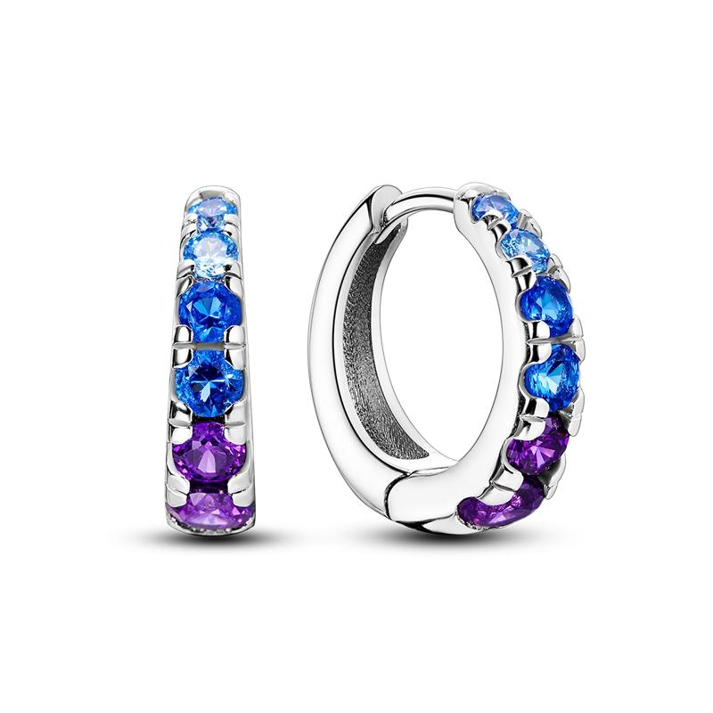 New 925 Sterling Silver Earrings Crystal Me Pave Circular U-shape Stars Hoop Earring for Women Making Jewelry Gift Dropshipping