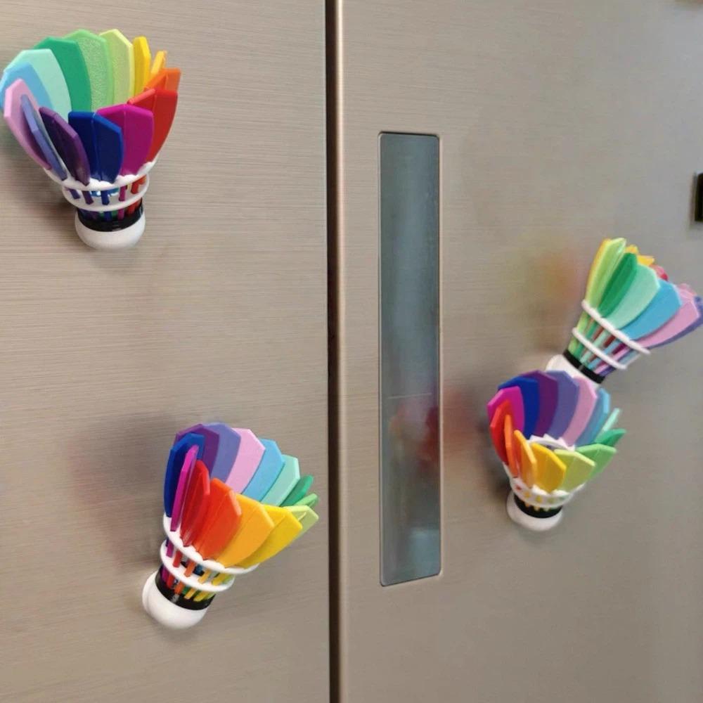 Rainbow Color Badminton Fridge Magnet Funny Simulation Badminton Decoration Creative Magnetic 3D Printing Badminton