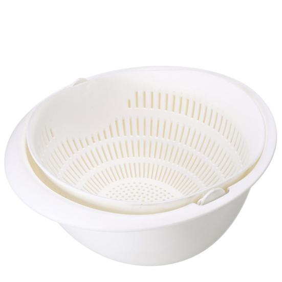 Home Kitchen Draining Basket Fruit Vegetable Wash Layer Rotating Double Strainer