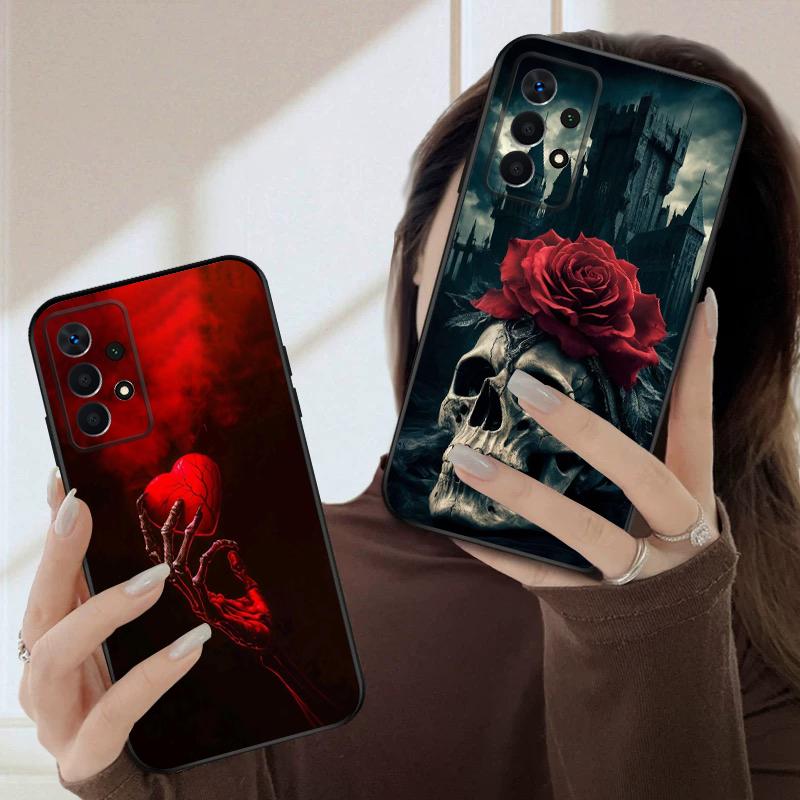 Фиолетовый Серебряный Череп Для Samsung A03 Core A04 05 06 12 14 15 16 22 23 Galaxy 25 26 4G 34 35 52 53 56 71 73 90 5G мягкий чехол для телефона