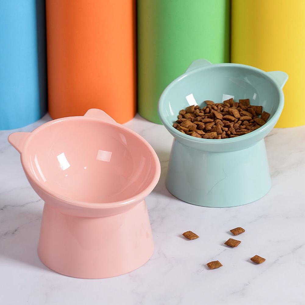 Tilted Cat Food Bowl Elevated Cat Bowl Ergonomic Tall Dog Bowl Anti Vomiting Plastic Feeding Bowl Non Slip for Flat- Faced Cats