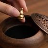 1pcs South American Walnut Retro Solid Wood Round Incense Burner, High-end Atmospheric Home Indoor Incense Burner