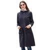 Brand Women's Spring and Autumn Long Casual Windbreaker Waterproof Hooded Solid Color Top Striped Lining Straight Jacket