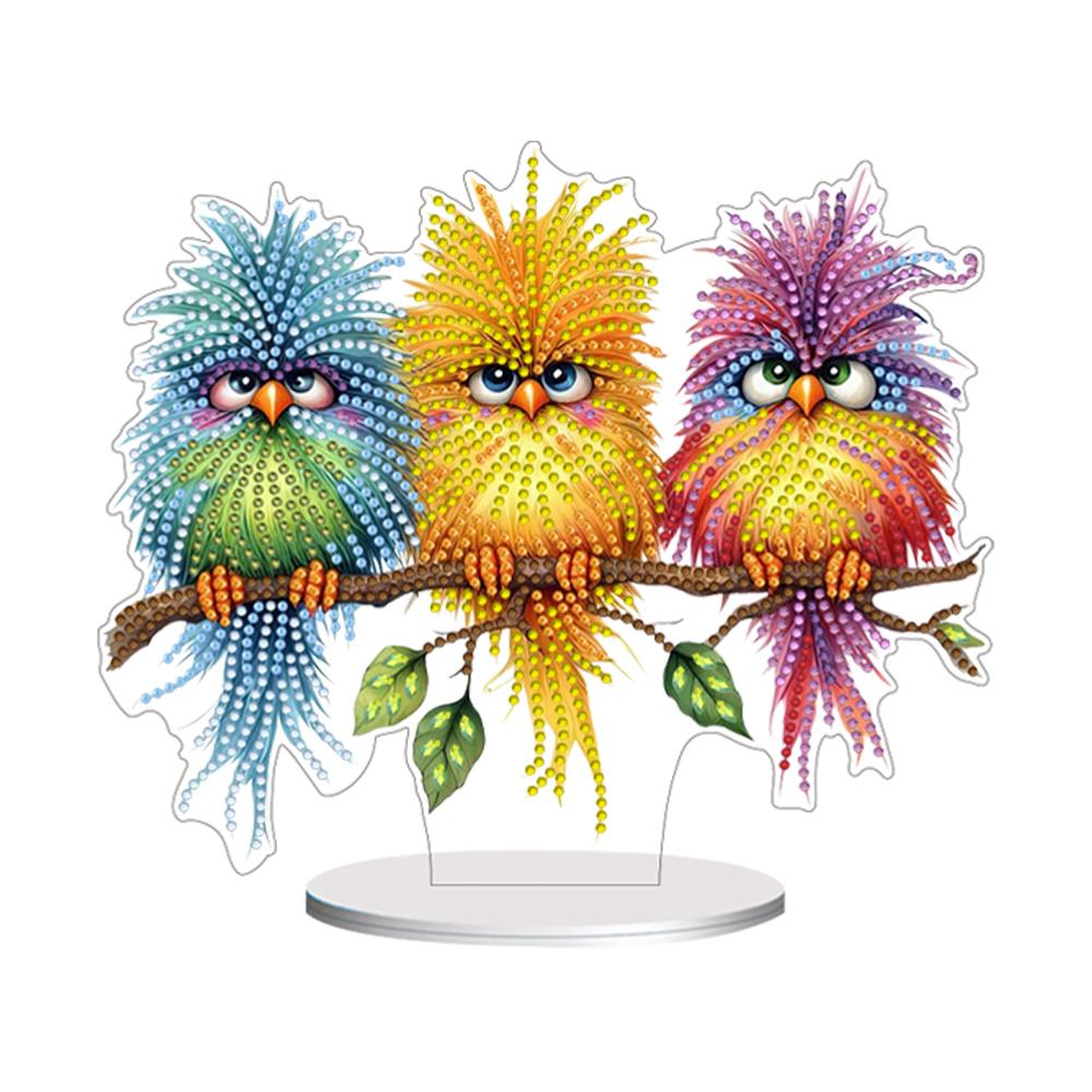 Special Shaped Bird On Branch Table Top Diamond Painting Ornament Kits Diamond Painting Desktop Ornaments Kit for Office Decor