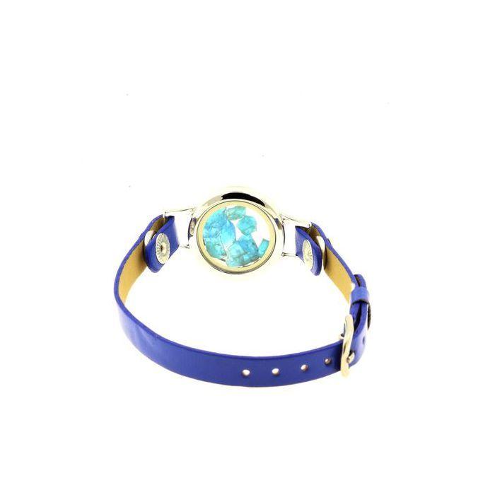 Stones and Minerals. Raw Neon Blue Apatite Bracelet Watch Model 25 Mm. Blue Color.