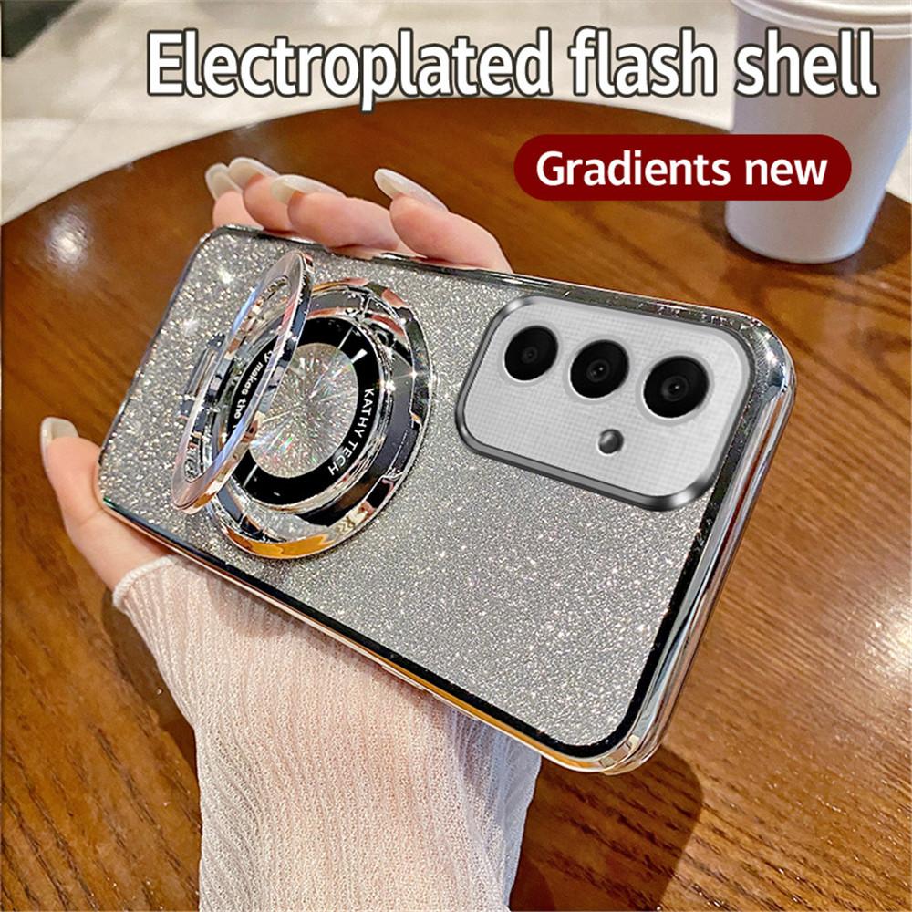 Luxury Plating Magnetic Stand Glitter Case For Samsung Galaxy S24 Ultra S23 S22 S21 S20 FE Plus S10 Note 20 Soft Silicone Cover