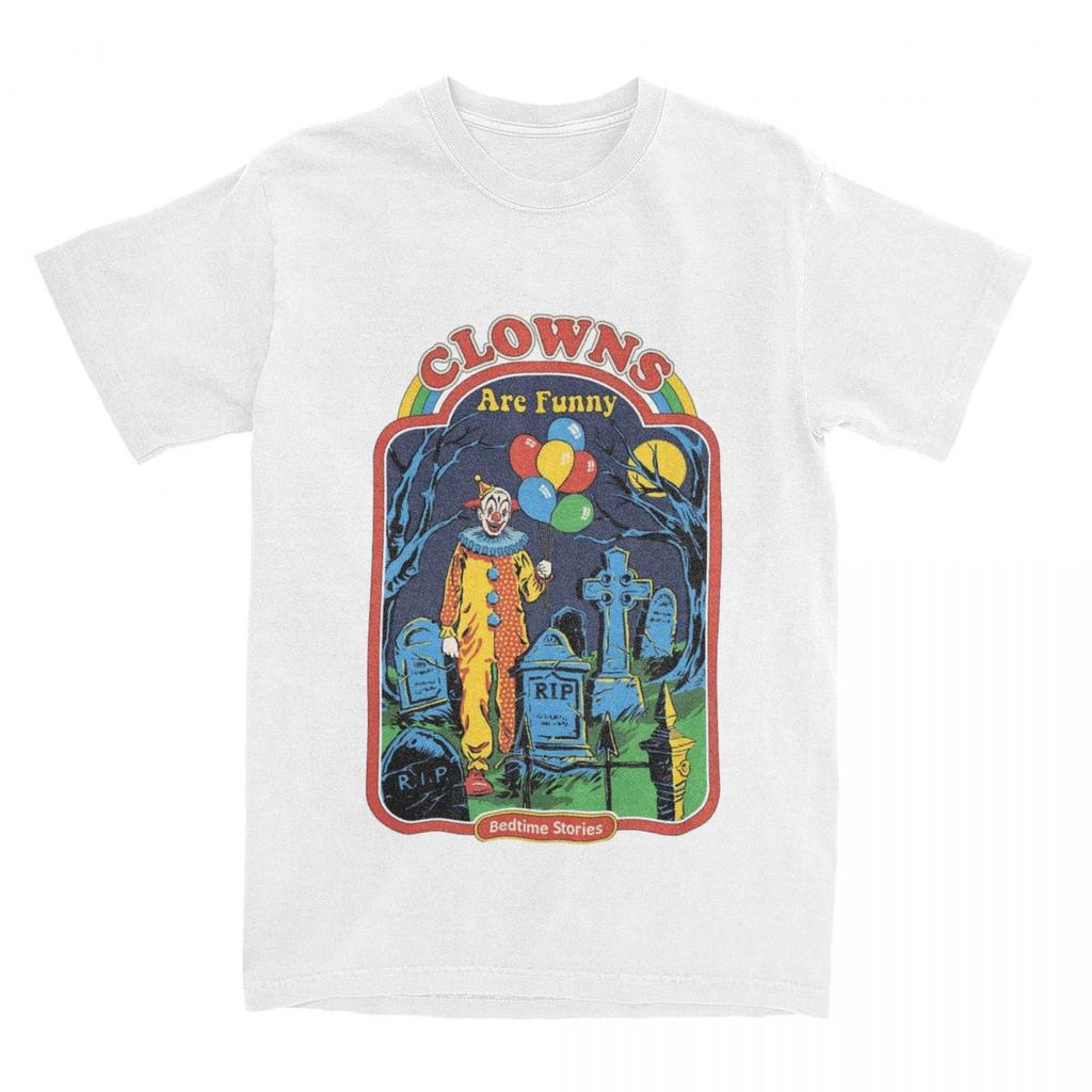 Ретро ужас клоун мужчины женщины футболка черный юмор одежда удивительные футболки футболки хлопок оригинальная одежда