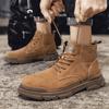Зимние ботинки-инструменты с круглым носком, мужская мода, на толстой подошве, ретро, ботинки Мартин, мужской тренд, натуральная кожа, британские, пустынные
