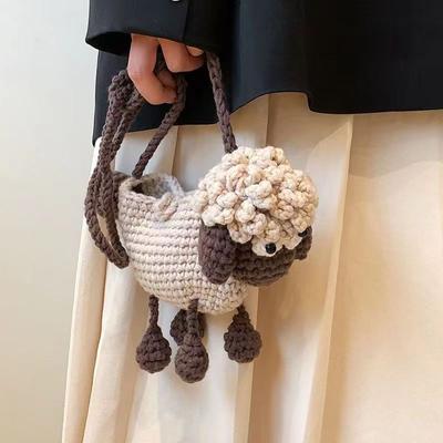 Kawaii вязаная шерсть овечьей детской сумки через плечо, милая сумка на плечо, плетенная вручную детская маленькая забавная сумка, кошелек, кошелек для монет, подарок для ребенка