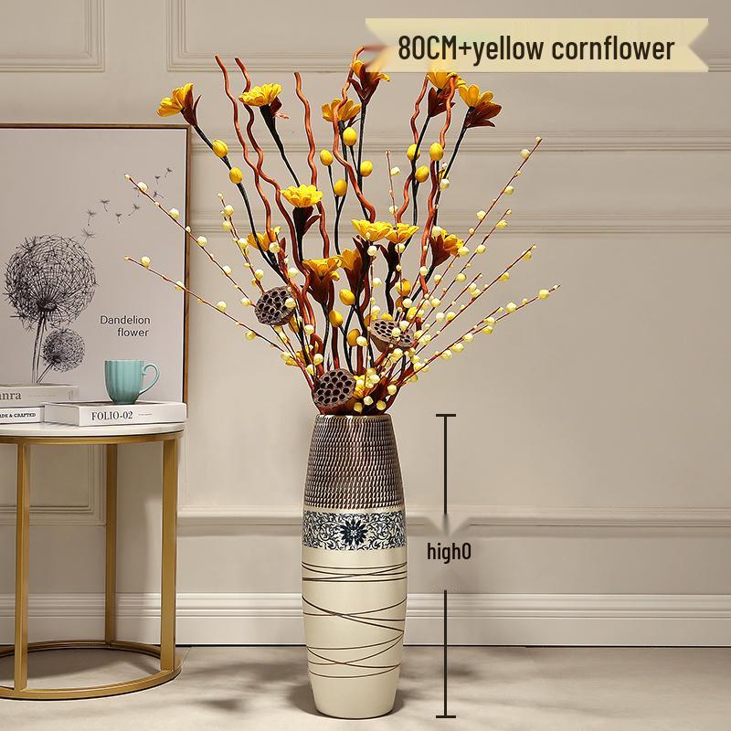 Большая европейско-китайская керамическая напольная ваза для дома и гостиной, цветочный декор