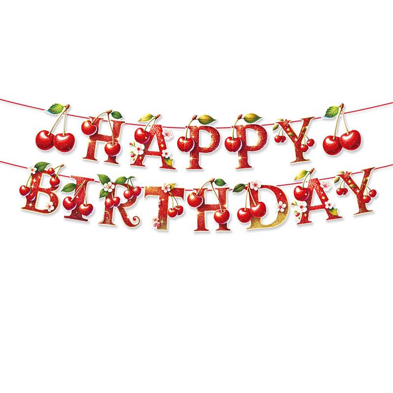 Баннер для украшения на день рождения с вишней, спиральная подвеска, принадлежности для украшения дня рождения