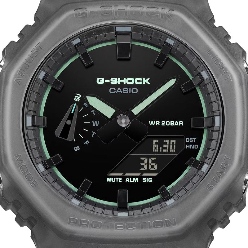 Casio Серия 2100 водонепроницаемый до 200 метров будильник хронометр Кварцевые часы с полимерным ремешком мужские черный циферблат GA-2100K-1AJF