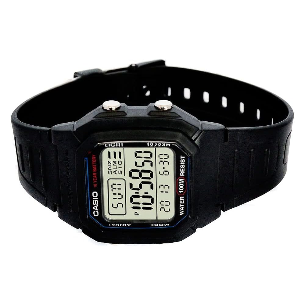 Casio W800H-1A Стандартные цифровые часы Черный полимерный ремешок Водонепроницаемость 100 м