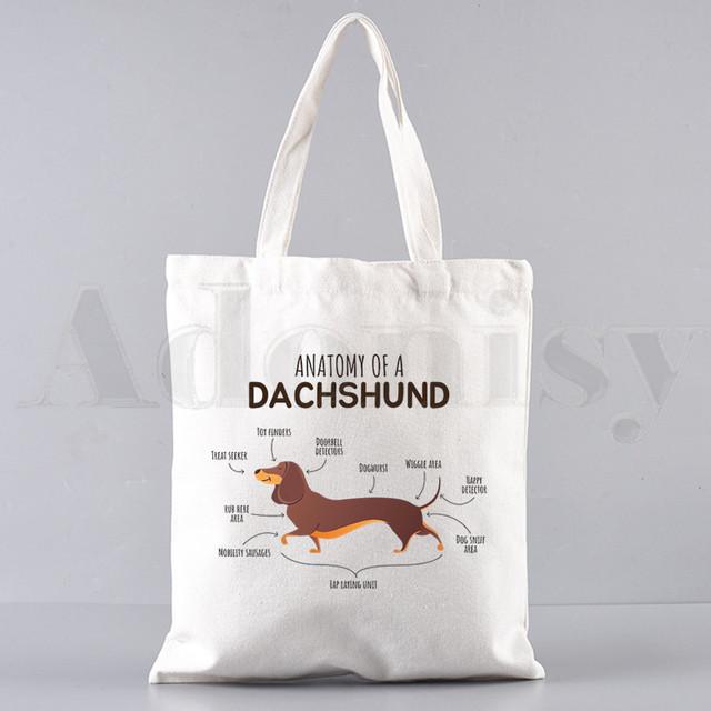 Анатомия, жизнь лучше с таксой, забавные сумки, сумки на плечо, повседневные сумки для покупок, сумки для девочек, женская элегантная холщовая сумка