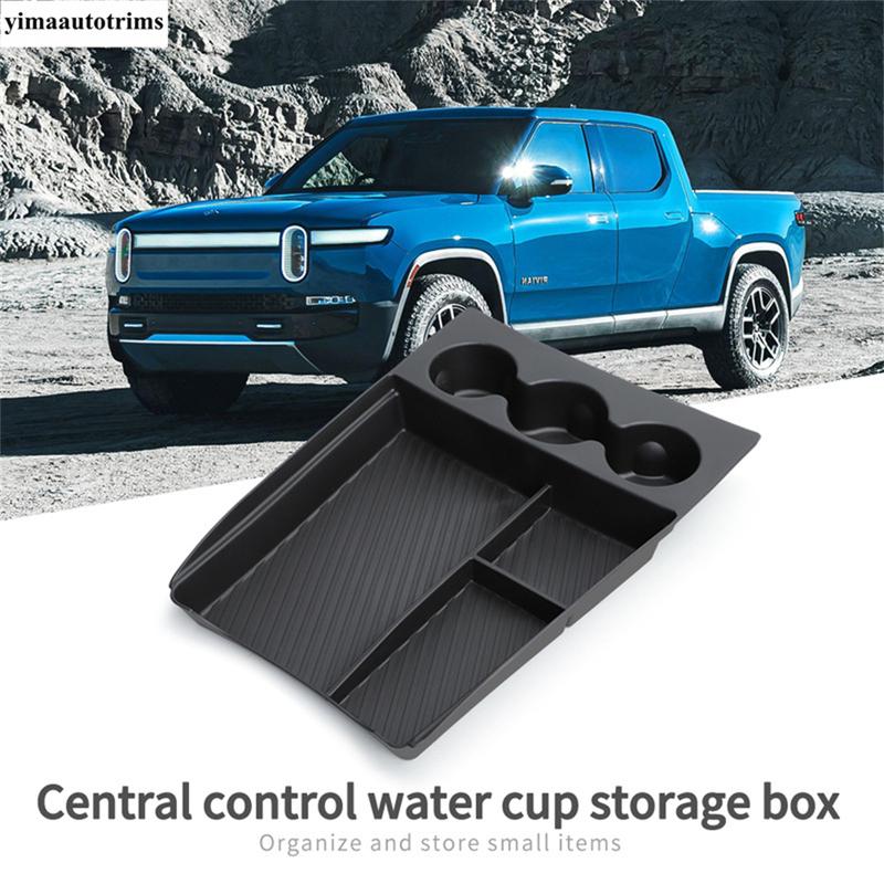 For Rivian R1T R1S   2024 Car Center Console Lower Storage Box Organizer Tray Drink Water Cup Holder Panel Accessories