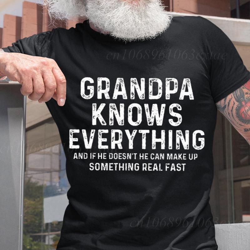 Grandpa Knows Everything Funny Grandpa T-shirts Tops Granddad Birthday Gift Tshirts Best Grandpa Tee Clothes Gift From Grandkids