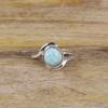 Natural Larimar Round Gemstone Ring, Handmade Designer Ring, 925 Sterling Silver, Stackable Ring, Fashion Jewelry, Ring For Women