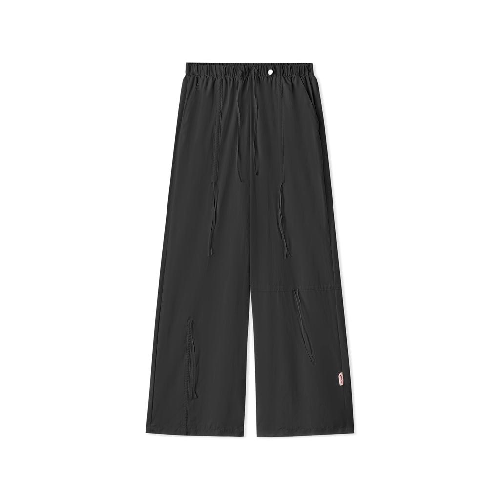 Skechers Sport Life SS25 Модные Удобные Свободные Средняя Посадка Широкие Штаны Быстросохнущие Повседневные Брюки Женские низ Carbon-Black L225W096-0018