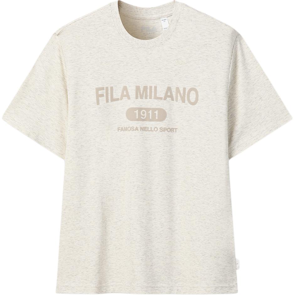 Fila MILANO Мужские футболки Светло-хаки Меланж Серый Круглый вырез Средняя F11M625112F-LK