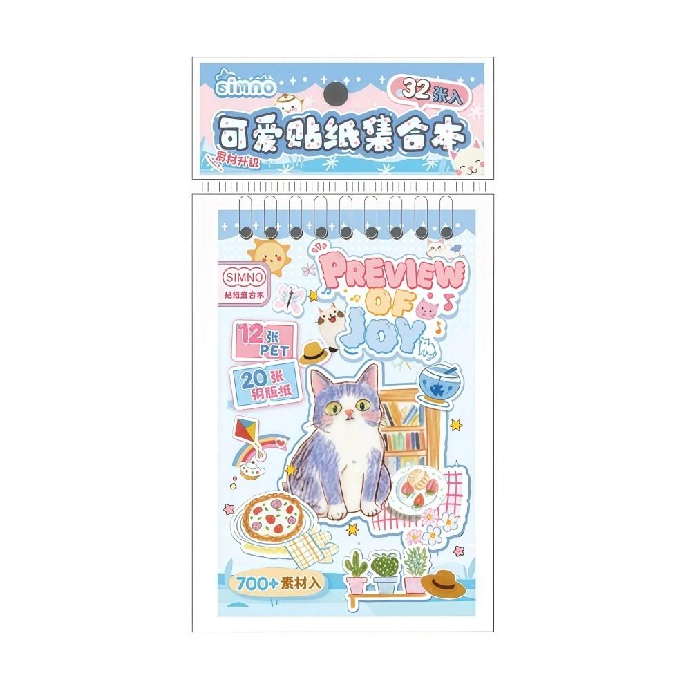 32 Sheets Cute Stickers Collection Book Die-cutting Deer and Cat Scrapbooking Stickers Cartoon Mini Label Sticker Book