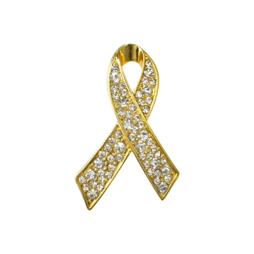 Awareness Black Ribbon Pin Rhinestone Crystal Funerals Memorial Pin Funeral
