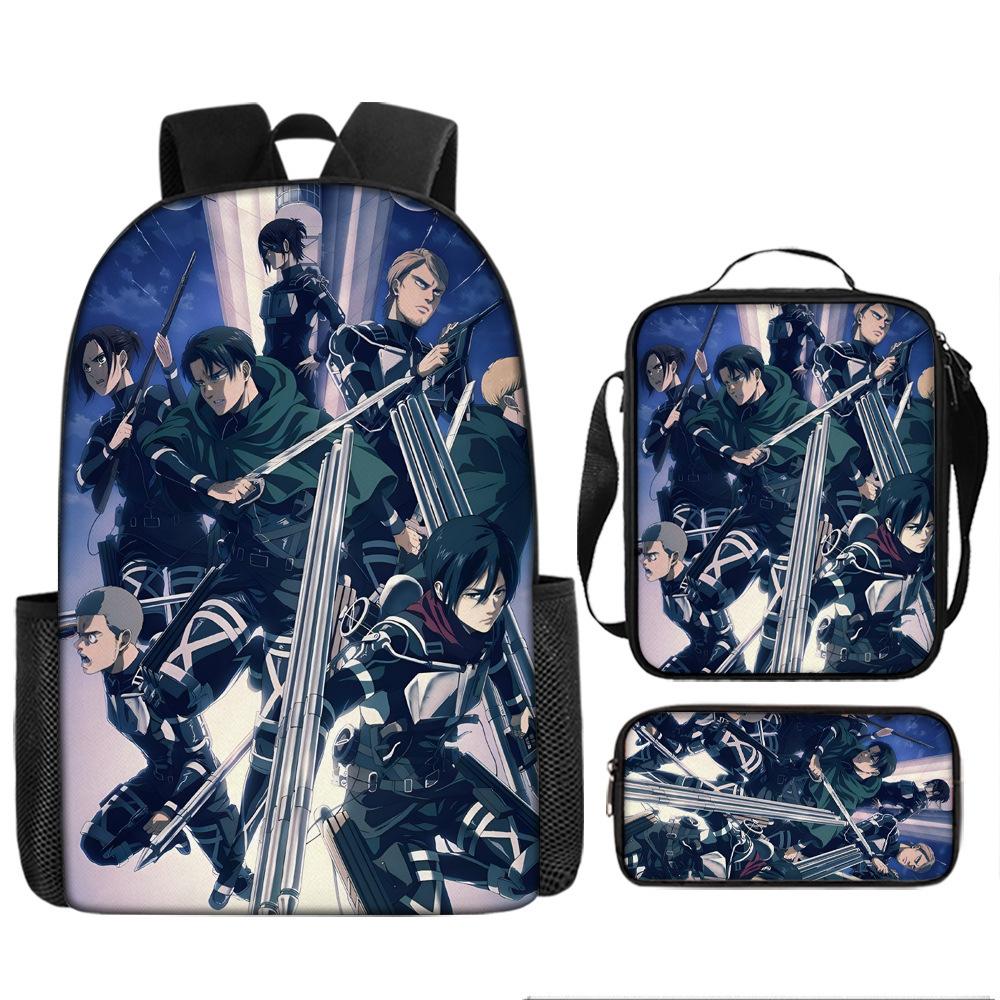 Attack on Titan Backpack Anime School Bag Unisex Large Capacity Outdoor Travel Set of 3