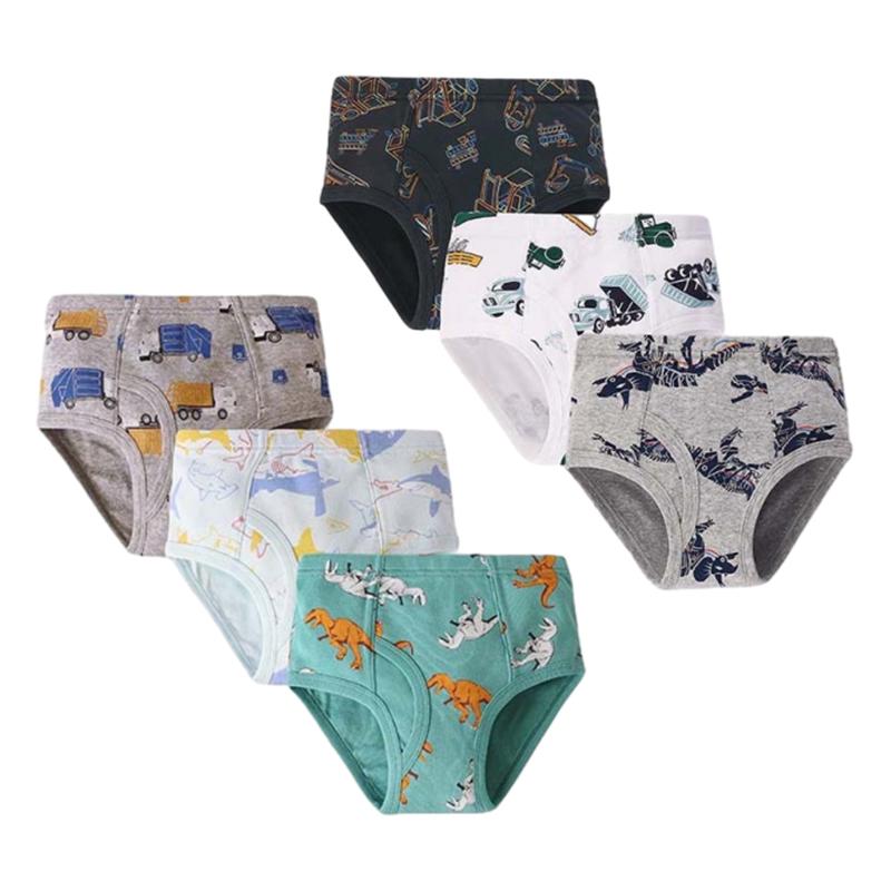 Нижнее белье с принтом для мальчиков, трусы, 6 шт.