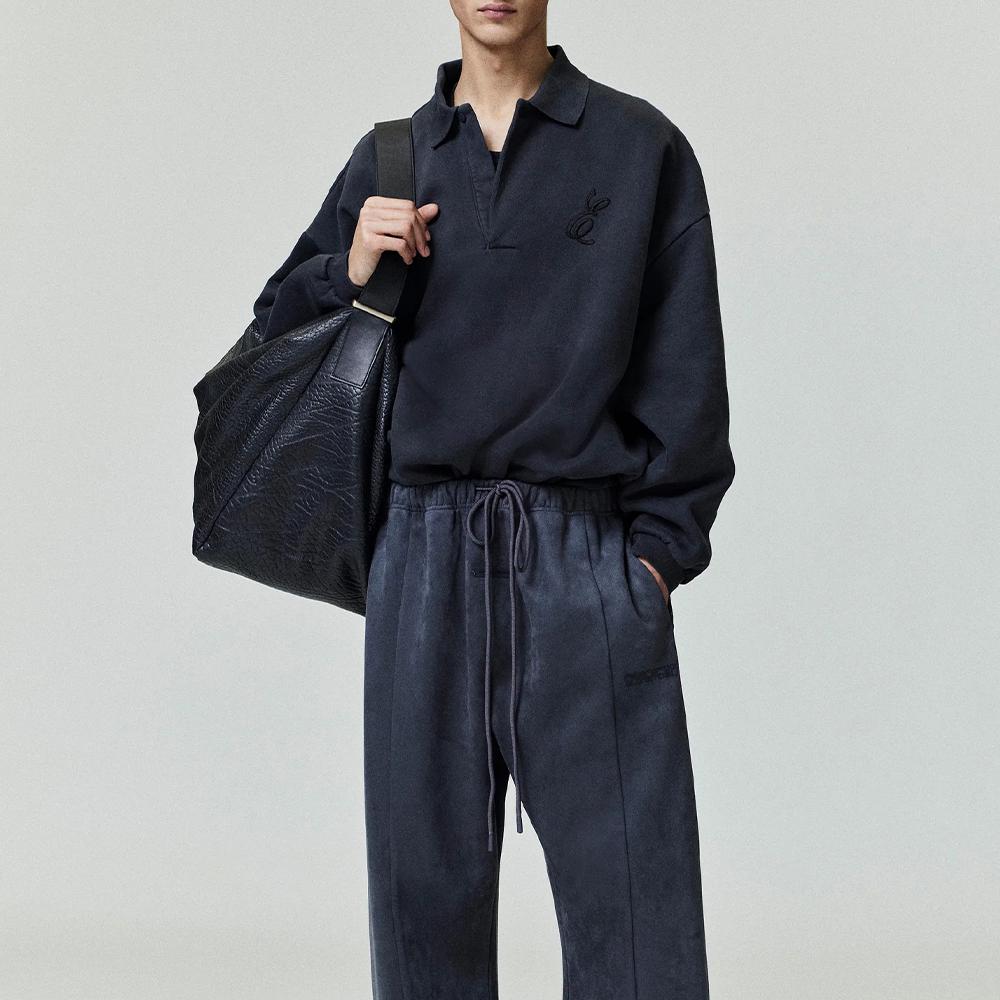 Fear of God Essentials Вышитая Классическая Толстовка Поло Винтажная Черная Мужские Топы 192HO252042F