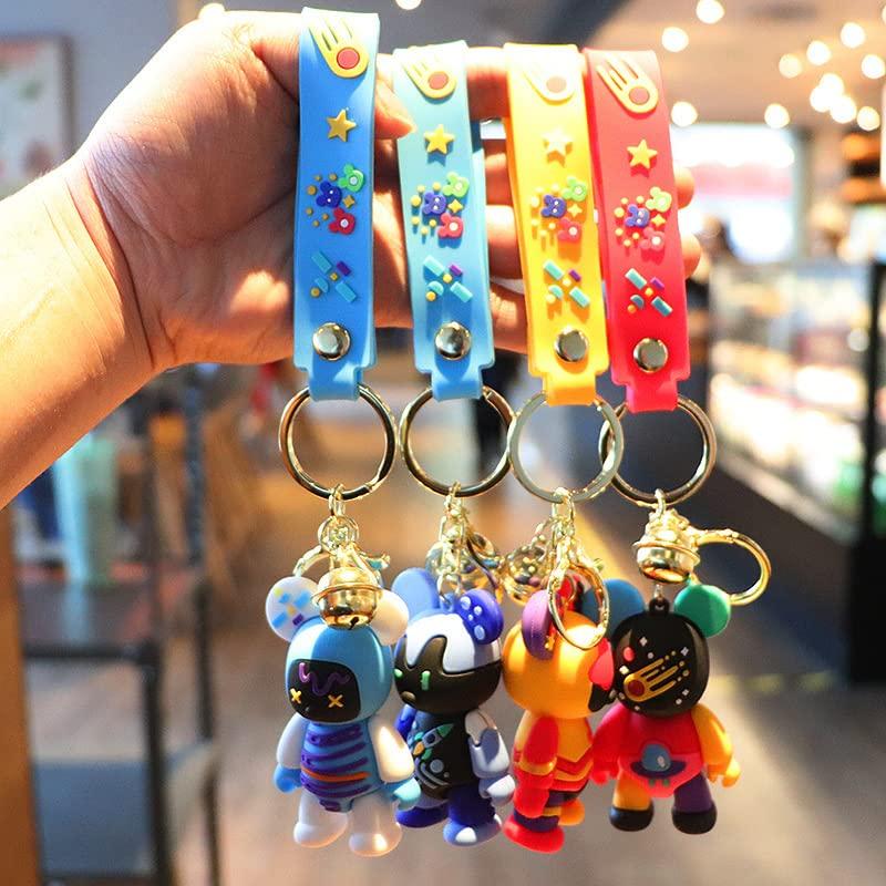 AOOMO Space Bear Bag Charm, Cute Rabbit Silicone Fashion Key Ring with Carabiner, Ink Green (Black)