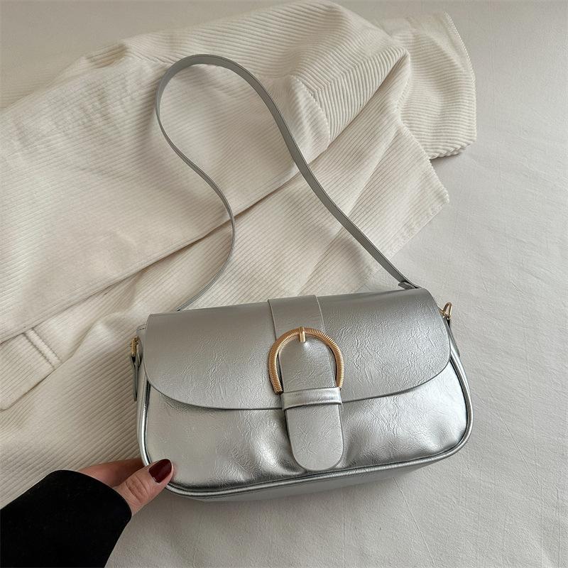 Korean version of retro simple small bag women's 2025 spring new trendy fashion messenger bag texture foreign style underarm small square bag