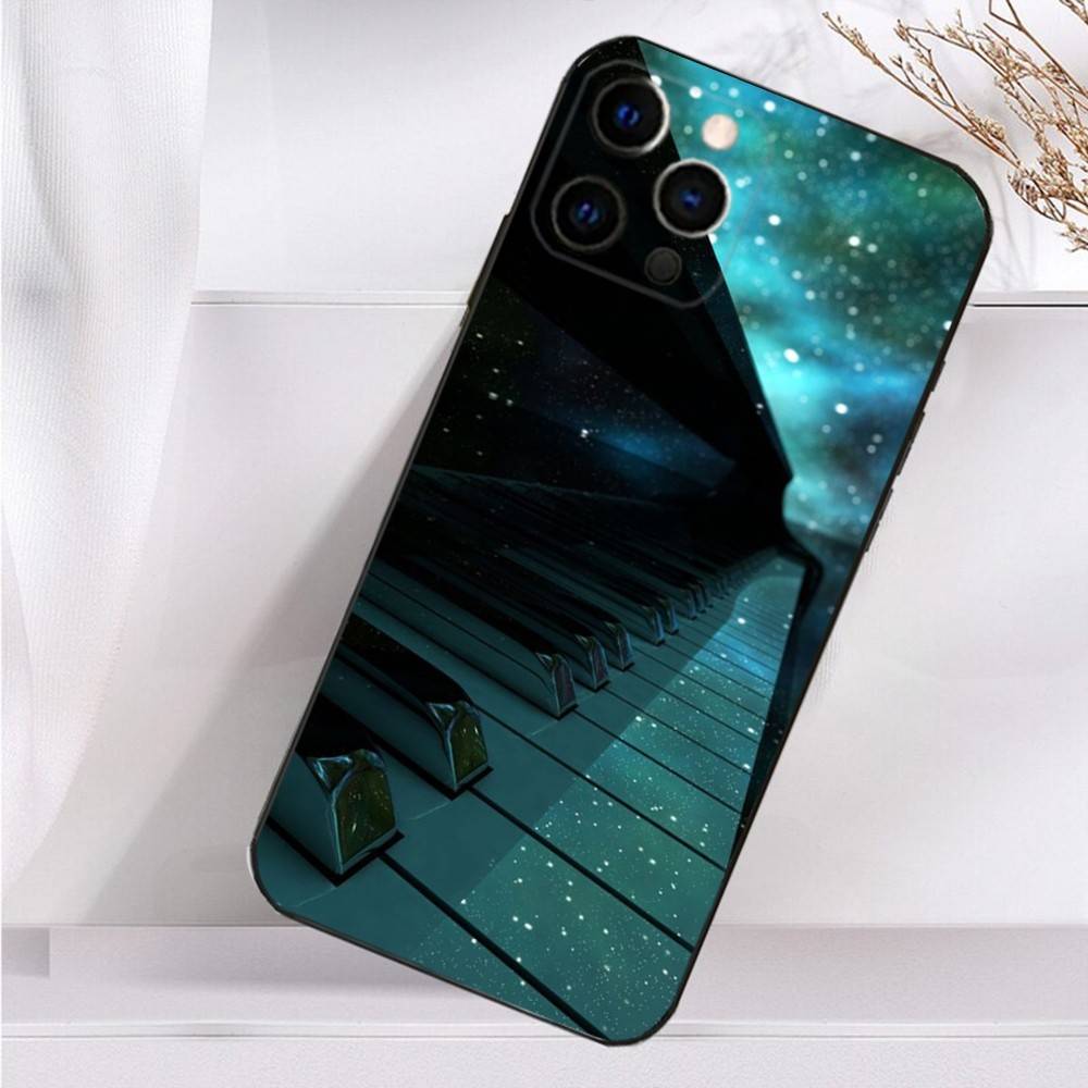 Чехол для телефона Keyboard Art Piano для iPhone 16,15,14,13,12,11 Plus,Pro Max,XS,X,XR,SE,Mini,8,7 Мягкий силиконовый черный чехол
