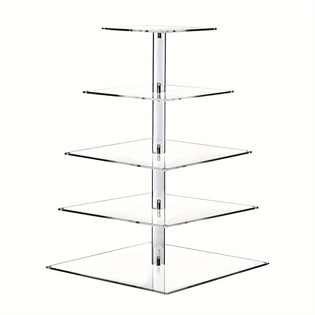 5-layer Acrylic Large Cupcake Stand, Square Cupcake Tower Tree, Clear Cake Stand, Wedding, Party, Birthday Dessert Pastry Display