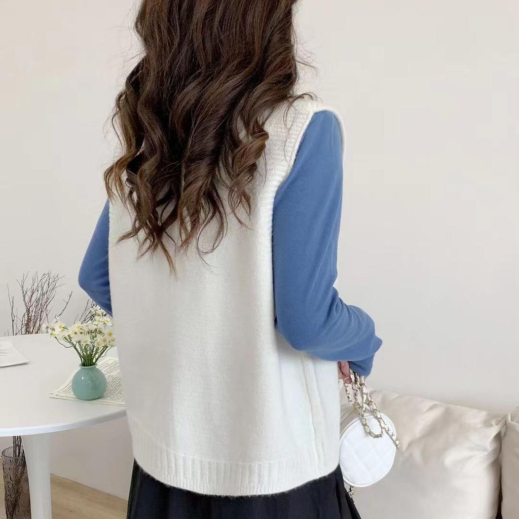 Женский осенне-зимний вязаный свитер-жилет, новый свободный кардиган без рукавов, универсальная куртка с открытыми плечами