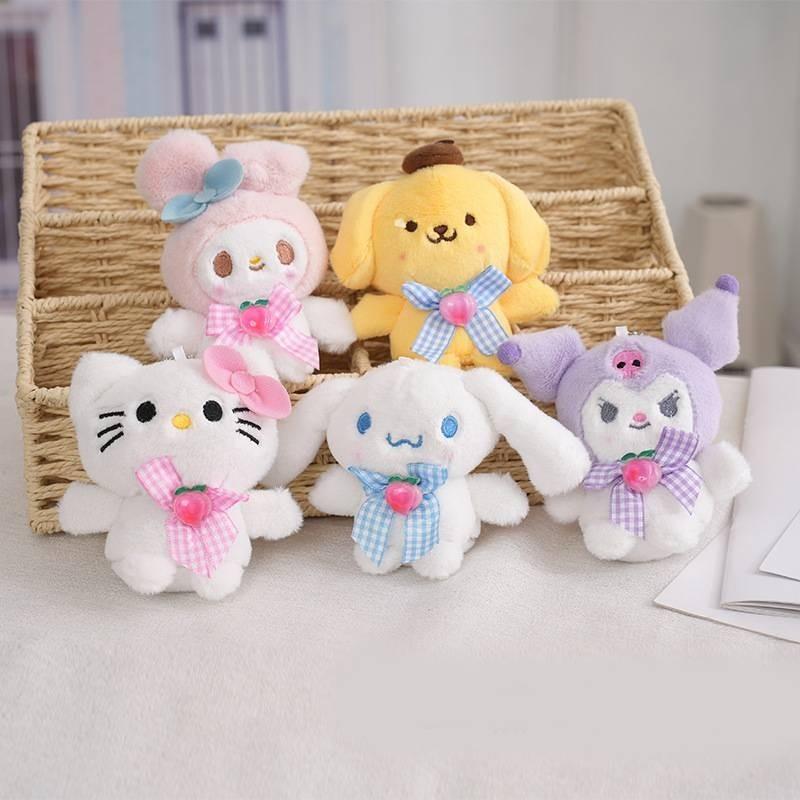 Cute Sanrio Series Plush Keychain Adorable Stuffed Dog Bag Charm Soft 10cm