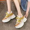 Весенняя мода Массивные кроссовки Женские шнуровка Платформа Теннисные туфли для женских Толстая подошва Дышащая спортивная обувь