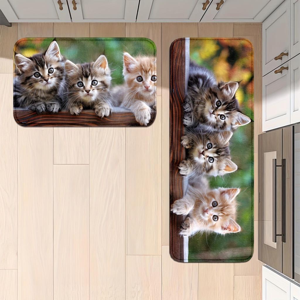 1Pcs Anti Fatigue Kitchen Rugs, Cute Cat Print Waterproof Non-Slip Thick Cushioned Kitchen Mat Heavy Duty Comfort Standing Mat for Kitchen