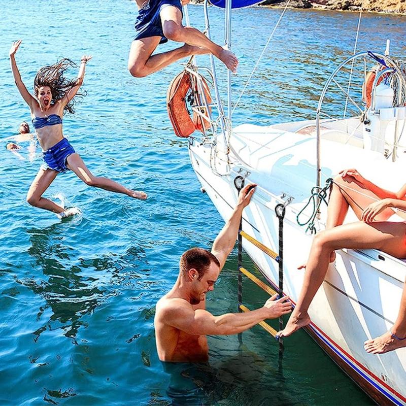 Веревочная лестница для лодки, удлинитель, морская веревочная лестница, 4 ступени, вспомогательная лестница для лодки, лестница для плавания, посадочная лестница для надувной лодки