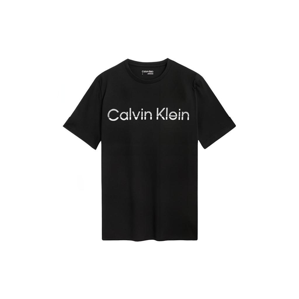 Calvin Klein Logo Print Crew Neck Short Sleeve T-Shirt Men Tops Space-Black 40MC800