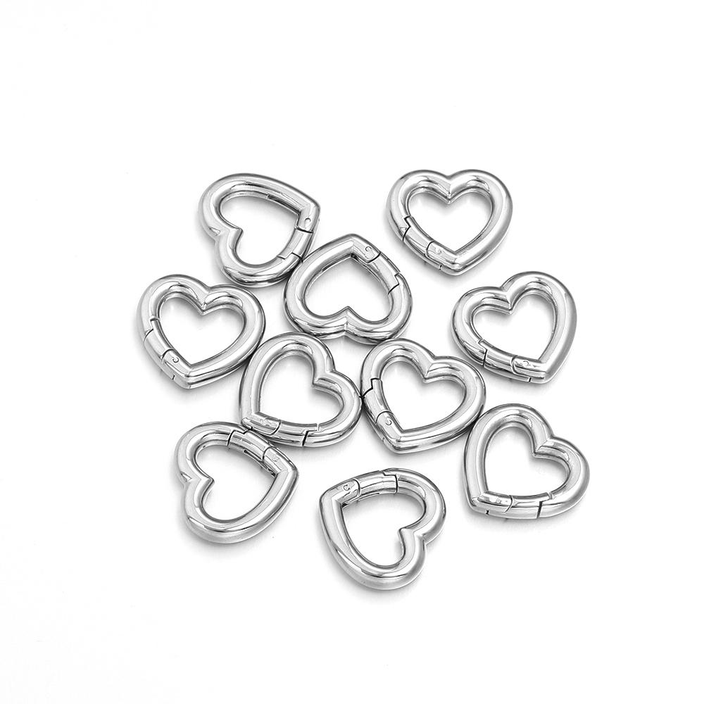1Pcs 304 Stainless Steel Openable Clasps Heart Shape Carabiner Hook Ring Keychain For DIY Keyring Bags Jewelry Connector Buckles