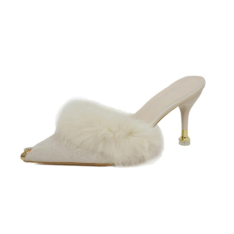 2024 весна новые босоножки на высоком каблуке Mao Mao модная одежда новые заостренные носы тонкий каблук сумка голова Muller полутапочки женские