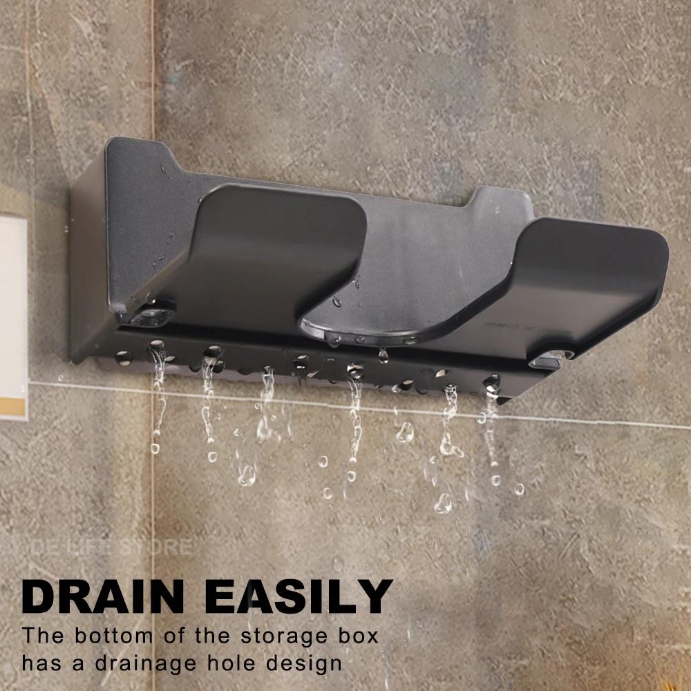 Многофункциональный настенный держатель для фена для полки для ванной комнаты Dyson без сверления, пластиковый органайзер для фена для ванной комнаты