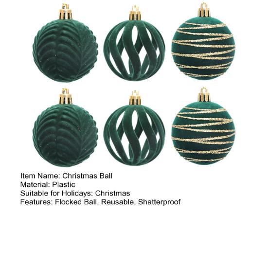 6 шт. Рождественские шары блестящие флокированные подвесные шары полые шары многоразовые небьющиеся рождественские шары для рождественской елки домашние вечеринки Декор