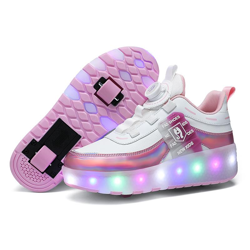New Runaway Shoes Double-wheel LED Light Luminous Shoes Can Be Straight and Slippery, Elementary School Students Runaway Shoes, Children's Sports Sh