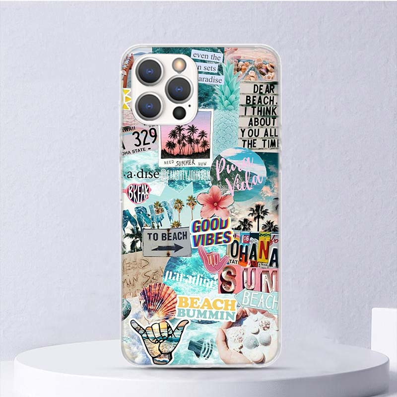 Surfboard Surfing Art Surf Girl Summer Soft Case For iPhone 16 17 Air 16E 15 Plus 11 12 13 Mini 14 Pro Max Phone Cover Apple 7 8