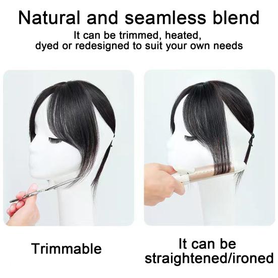 Women Clip-in Bangs Natural Wispy Side Bangs Forehead Hair Extensions Black Brown Girls Air Bangs Fringe Wig Hairpieces