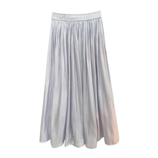 Женская юбка-макси, эластичная плиссированная юбка трапециевидной формы с высокой талией, блестящая перламутровая шифоновая плиссированная юбка из пряжи